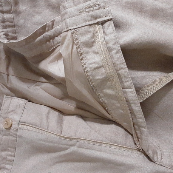 Linea Uomo Men's Tan Pants 40x32 Relaxed Waist Tie Beach Vacation Resort Linen - Picture 7 of 9